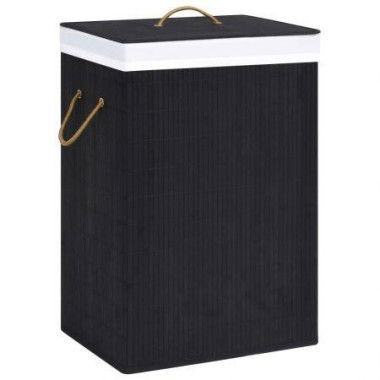 Bamboo Laundry Basket With Single Section Black