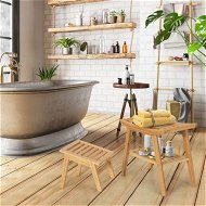 Detailed information about the product Bamboo Shower Seat Bench With Footstool For Indoor & Outdoor.