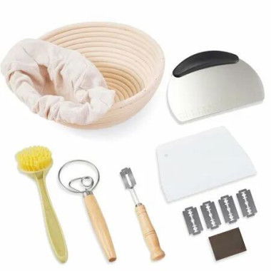 Banneton Basket,9 Inch Banneton Bread Proofing Baskets Sourdough Bread Baking Supplies Kit Proofing Basket Round Proofing Bowls Handmade Rattan Baskets