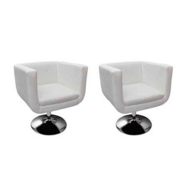 Bar Chairs 2 Pcs Artificial Leather White