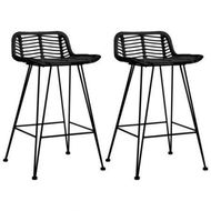 Detailed information about the product Bar Chairs 2 Pcs Black Rattan