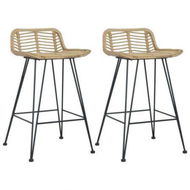 Detailed information about the product Bar Chairs 2 Pcs Natural Rattan