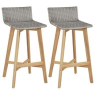 Detailed information about the product Bar Chairs 2 Pcs Poly Rattan Solid Acacia Wood 40x45x90 Cm