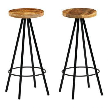 Bar Chairs 2 Pcs Solid Mango Wood