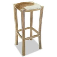 Detailed information about the product Bar Stool Real Leather Teak Square