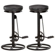 Detailed information about the product Bar Stools 2 Pcs Black Real Goat Leather