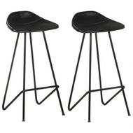 Detailed information about the product Bar Stools 2 pcs Black Real Leather