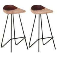 Detailed information about the product Bar Stools 2 Pcs Brown Real Leather