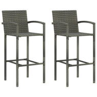 Detailed information about the product Bar Stools 2 Pcs Grey Poly Rattan