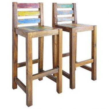 Bar Stools 2 Pcs Solid Reclaimed Boat Wood 40x40x106 Cm