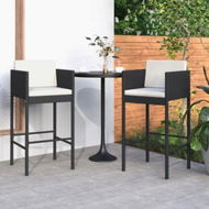 Detailed information about the product Bar Stools 2 Pcs With Cushions Black Poly Rattan