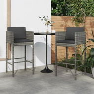 Detailed information about the product Bar Stools 2 Pcs With Cushions Grey Poly Rattan