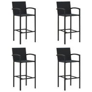 Detailed information about the product Bar Stools 4 Pcs Black Poly Rattan