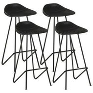 Detailed information about the product Bar Stools 4 Pcs Black Real Leather