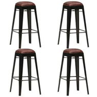 Detailed information about the product Bar Stools 4 pcs Black Real Leather