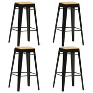 Detailed information about the product Bar Stools 4 pcs Black Solid Mango Wood