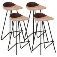 Detailed information about the product Bar Stools 4 Pcs Brown Real Leather