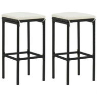 Detailed information about the product Bar Stools With Cushions 2 Pcs Black Poly Rattan