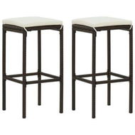 Detailed information about the product Bar Stools With Cushions 2 Pcs Brown Poly Rattan