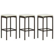 Detailed information about the product Bar Stools With Cushions 3 Pcs Brown Poly Rattan