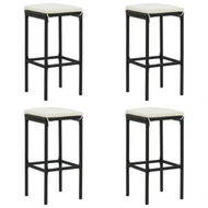 Detailed information about the product Bar Stools With Cushions 4 Pcs Black Poly Rattan