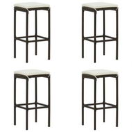 Detailed information about the product Bar Stools With Cushions 4 Pcs Brown Poly Rattan