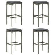 Detailed information about the product Bar Stools With Cushions 4 Pcs Grey Poly Rattan