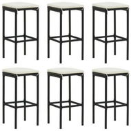 Detailed information about the product Bar Stools With Cushions 6 Pcs Black Poly Rattan