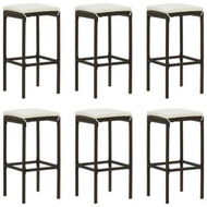 Detailed information about the product Bar Stools With Cushions 6 Pcs Brown Poly Rattan