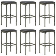 Detailed information about the product Bar Stools With Cushions 6 Pcs Grey Poly Rattan