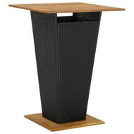 Detailed information about the product Bar Table Black 80x80x110 Cm Poly Rattan And Solid Acacia Wood