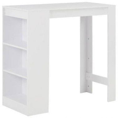 Bar Table With Shelf White 110x50x103 Cm