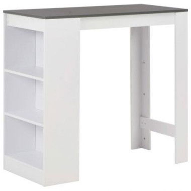 Bar Table With Shelf White 110x50x103 Cm