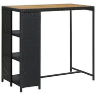 Detailed information about the product Bar Table With Storage Rack Black 120x60x110 Cm Poly Rattan