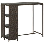 Detailed information about the product Bar Table With Storage Rack Brown 120x60x110 Cm Poly Rattan