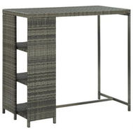 Detailed information about the product Bar Table With Storage Rack Grey 120x60x110 Cm Poly Rattan