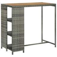 Detailed information about the product Bar Table With Storage Rack Grey 120x60x110 Cm Poly Rattan