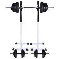 Detailed information about the product Barbell Squat Rack With Barbell And Dumbbell Set 60.5 Kg.