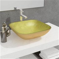 Detailed information about the product Basin Glass 42x42x14 Cm Gold