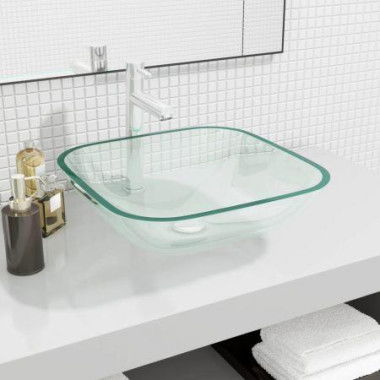 Basin Glass 42x42x14 Cm Transparent