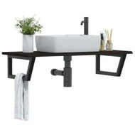 Detailed information about the product Basin Shelf Wall Mounted Steel and Solid Wood Oak