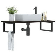 Detailed information about the product Basin Shelf Wall Mounted Steel and Solid Wood Oak