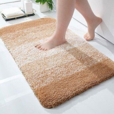 Bath Mats Rug Non-Slip Plush Shaggy Bath Carpet Machine Wash Dry For Bathroom Floor - 48*78cm Beige.