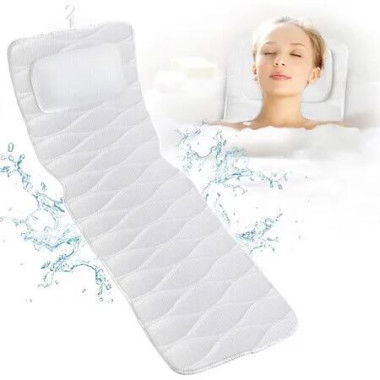 Bath Tub Pillow Full Body Non Slip Suction Cups Spa Bathtub Head Neck Shoulder Back Support