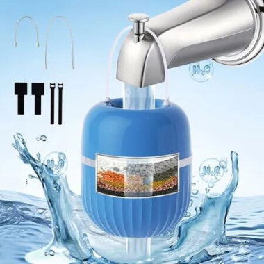 Bath Water Filter for Tub Faucet, 8 Stage Bath Water Filter with 5000 Gallons Capacity, Easy to Install, Softer Skin and Hair, Blue