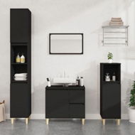 Detailed information about the product Bathroom Cabinet Black 30x30x100 Cm Engineered Wood