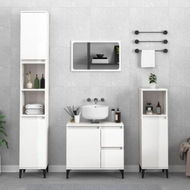 Detailed information about the product Bathroom Cabinet High Gloss White 30x30x100 Cm Engineered Wood