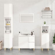 Detailed information about the product Bathroom Cabinet High Gloss White 30x30x100 Cm Engineered Wood