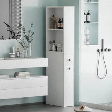 Bathroom Cabinet Shelf Narrow Side Drawers Corner Storage Unit Toilet Bath Laundry Rack Organiser Cupboard Floor Free Standing Shelves 40x18x135cm