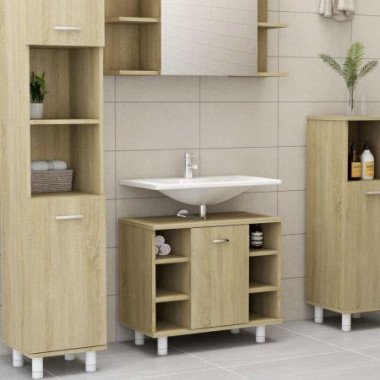 Bathroom Cabinet Sonoma Oak 60x32x535 Cm Chipboard
